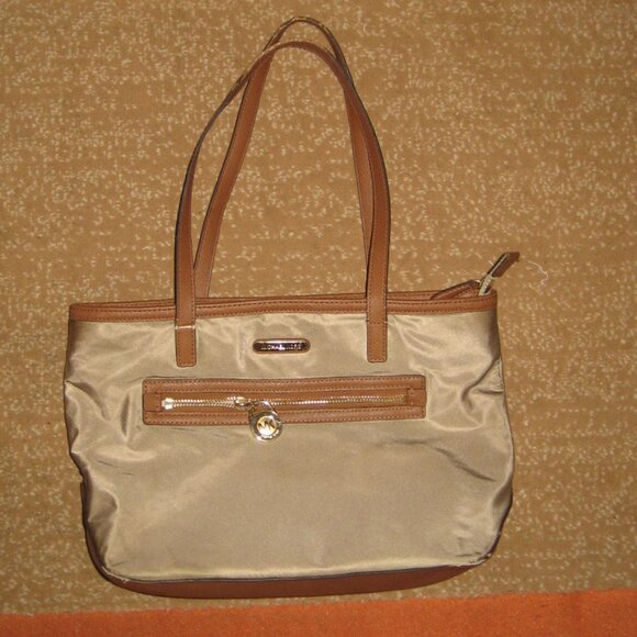 Michael Kors Kempton Nylon Tote Bag, Tan Brown - Picture 1 of 11